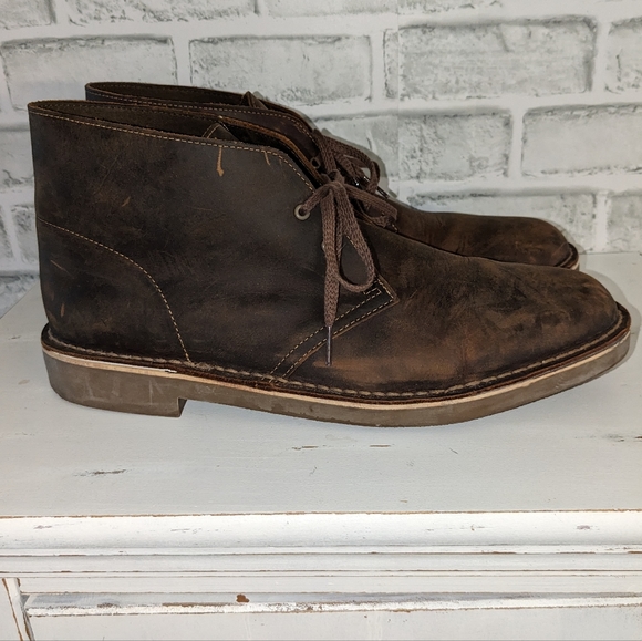 Clarks Bushacre 2 Leather Chukka Boots Dark Brown 34135 Men's 13M - Picture 2 of 7